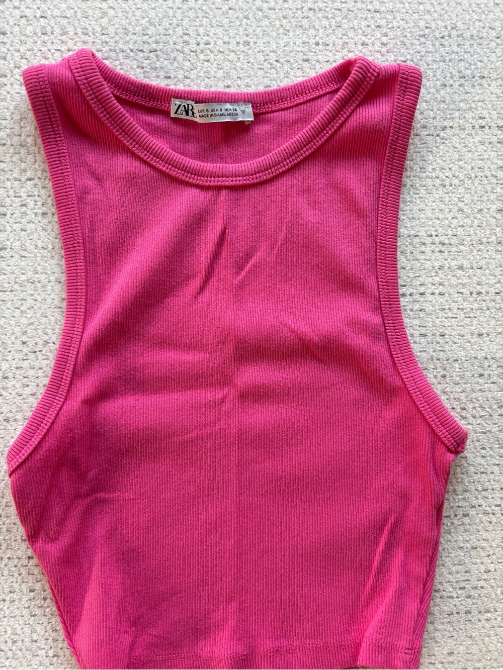 Zara Cropped Ribbed Tank Top, Size Small - Picture 2 of 7